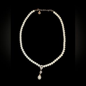 Charter Club White Faux  Pearl Necklace with Gold Clasp
